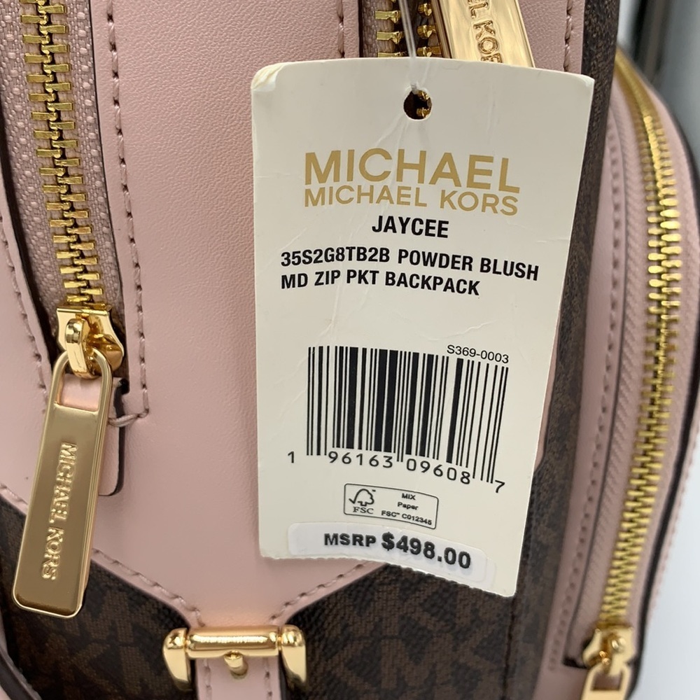 MICHAEL KORS JAYCEE MEDIUM ZIP POCKET BACKPACK POWDER BLUSH MULTI COLOR - Picture 16 of 16